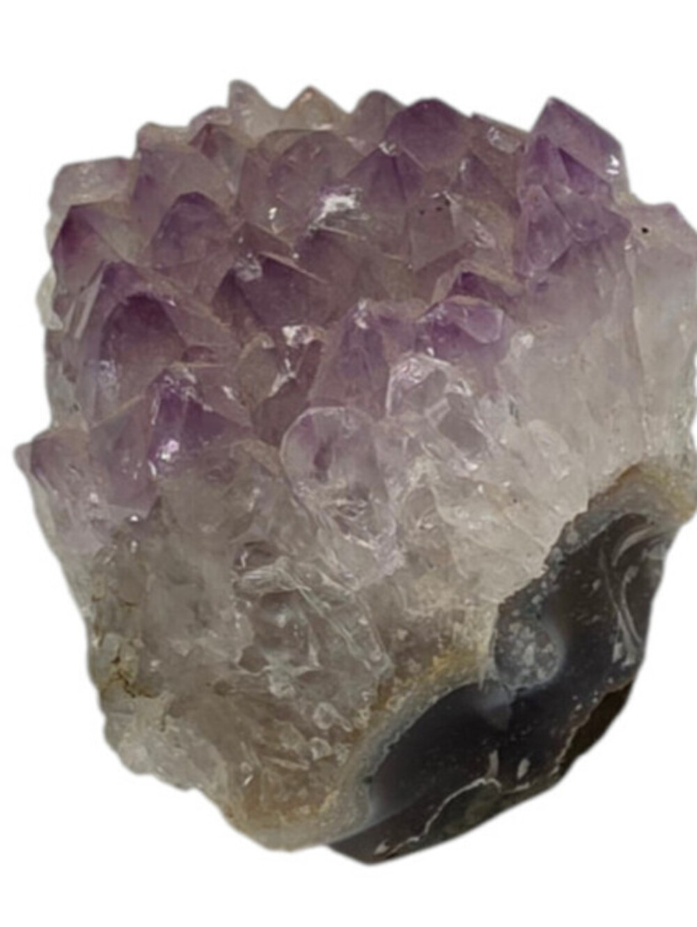 Vtg amethyst quartz crystal cluster translucent pale-to-medium purple points